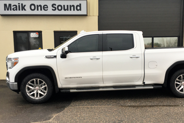 GMC 2019 Sierra with professional window tint in North Bay